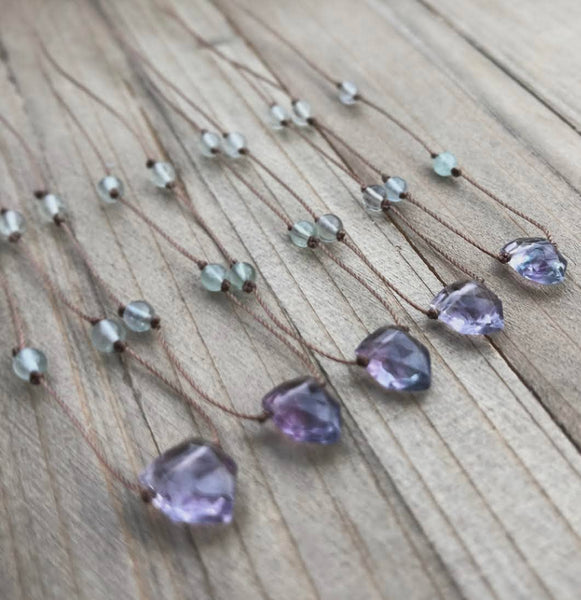 Fluorite Shield Cord Necklace