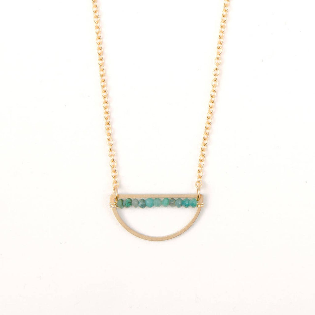 Chrysocolla Rondell Half Moon Necklace