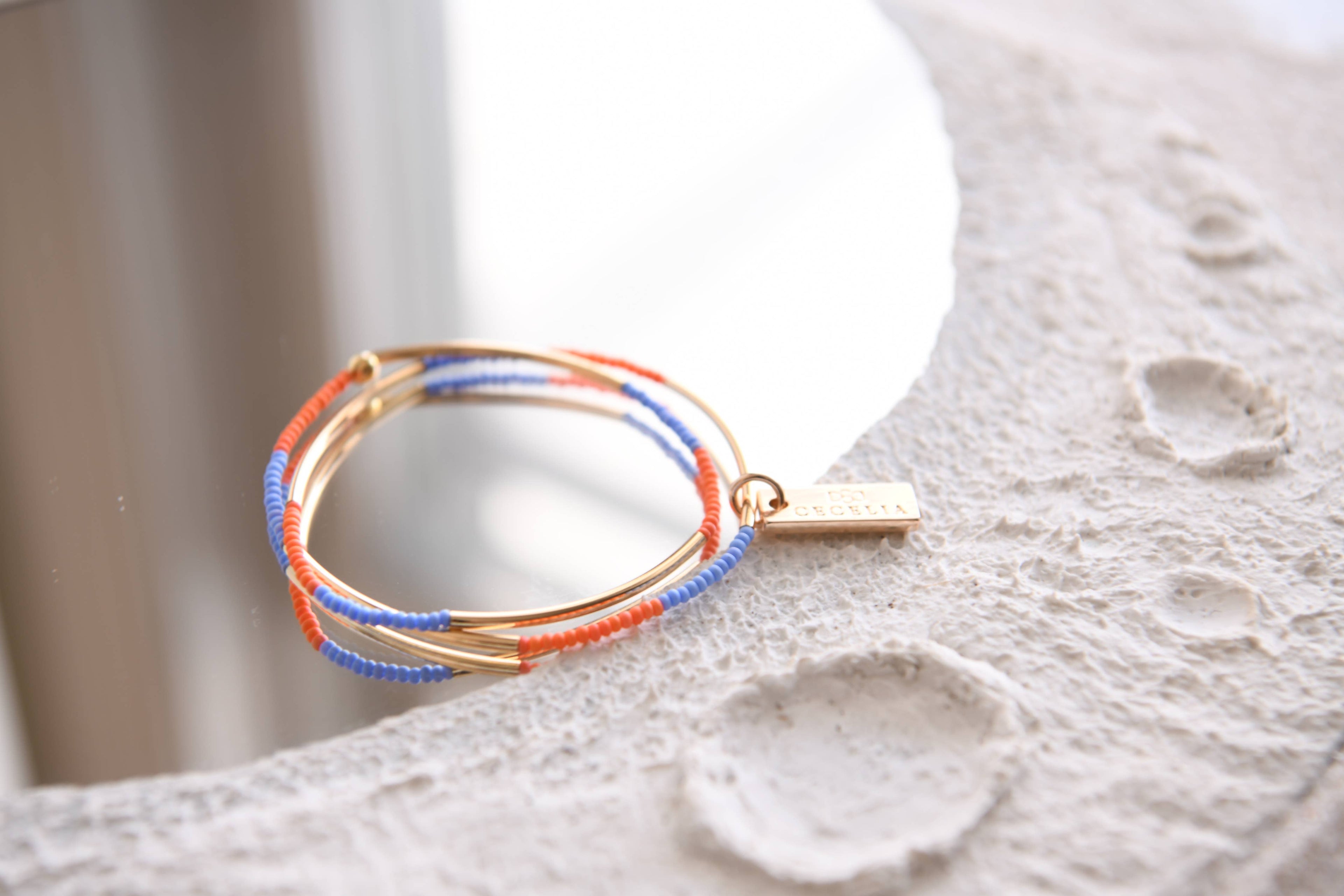 Seed Bead and Gold Tube Bead Wrap Bracelet