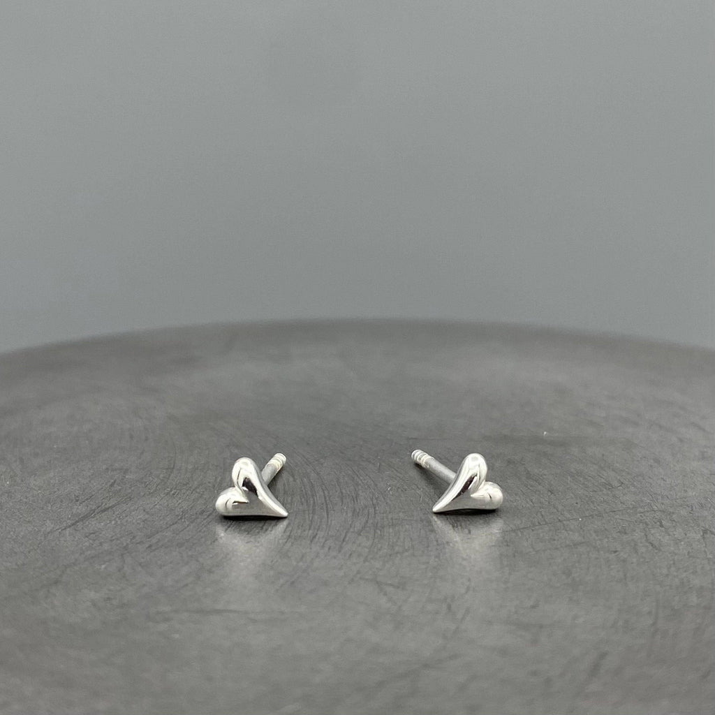 Silver Heart Studs