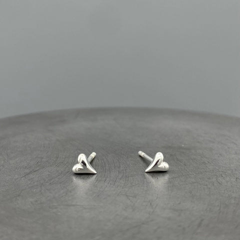 Silver Heart Studs