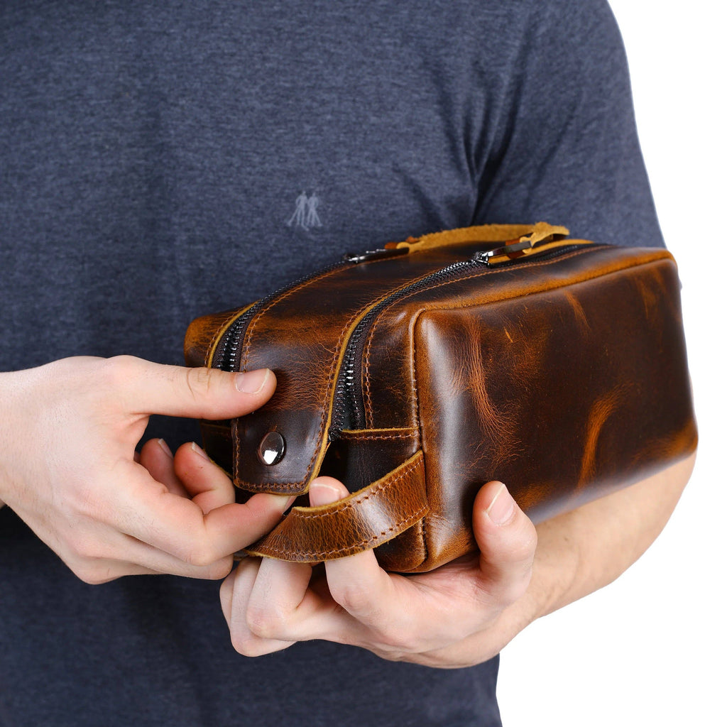 Leather Double Zipper Bag
