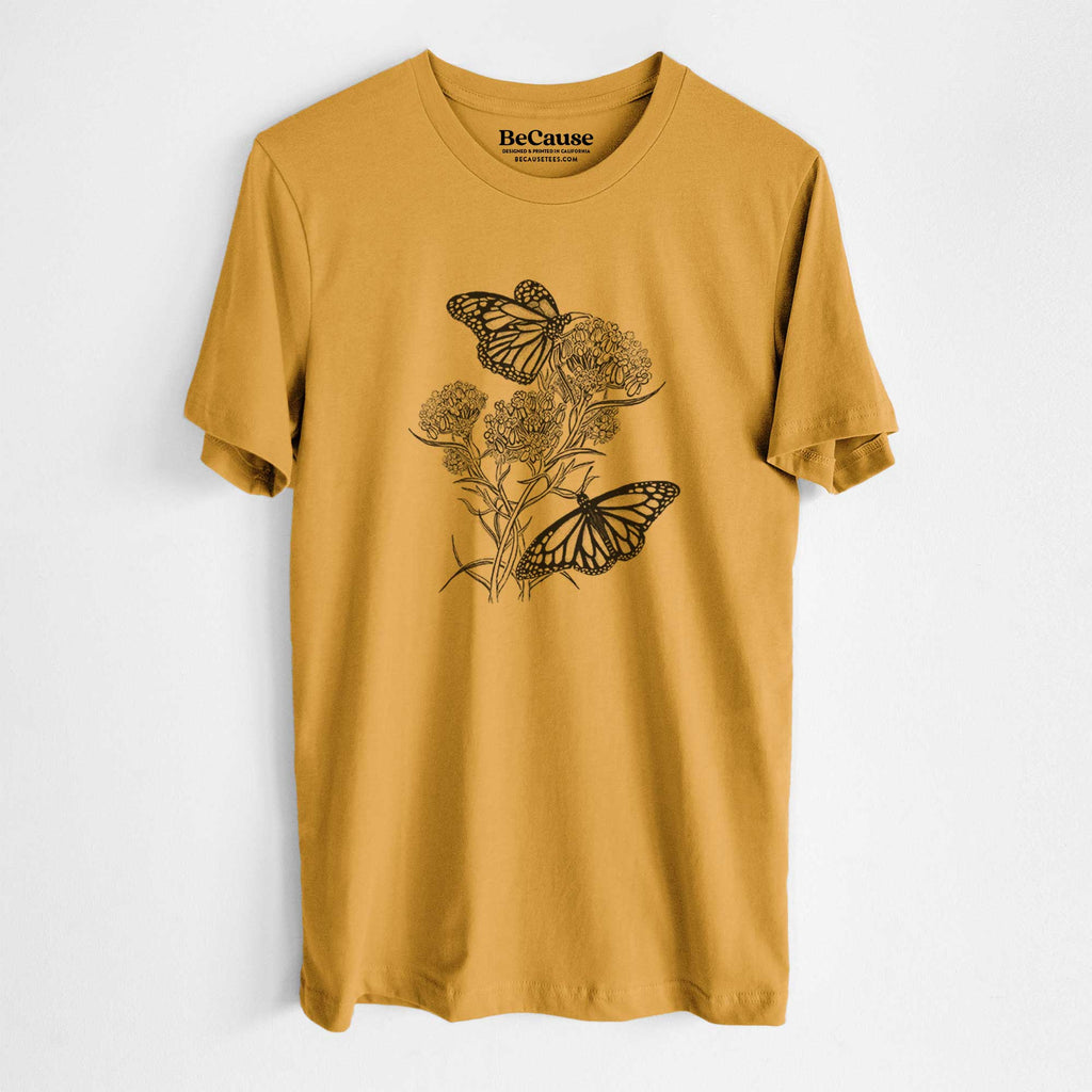Because Tees - Narrowleaf Milkweed with Monarchs - Lightweight 100% Cotton Unisex Crewneck