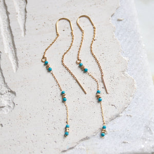 Turquoise Beaded Threader Earrings