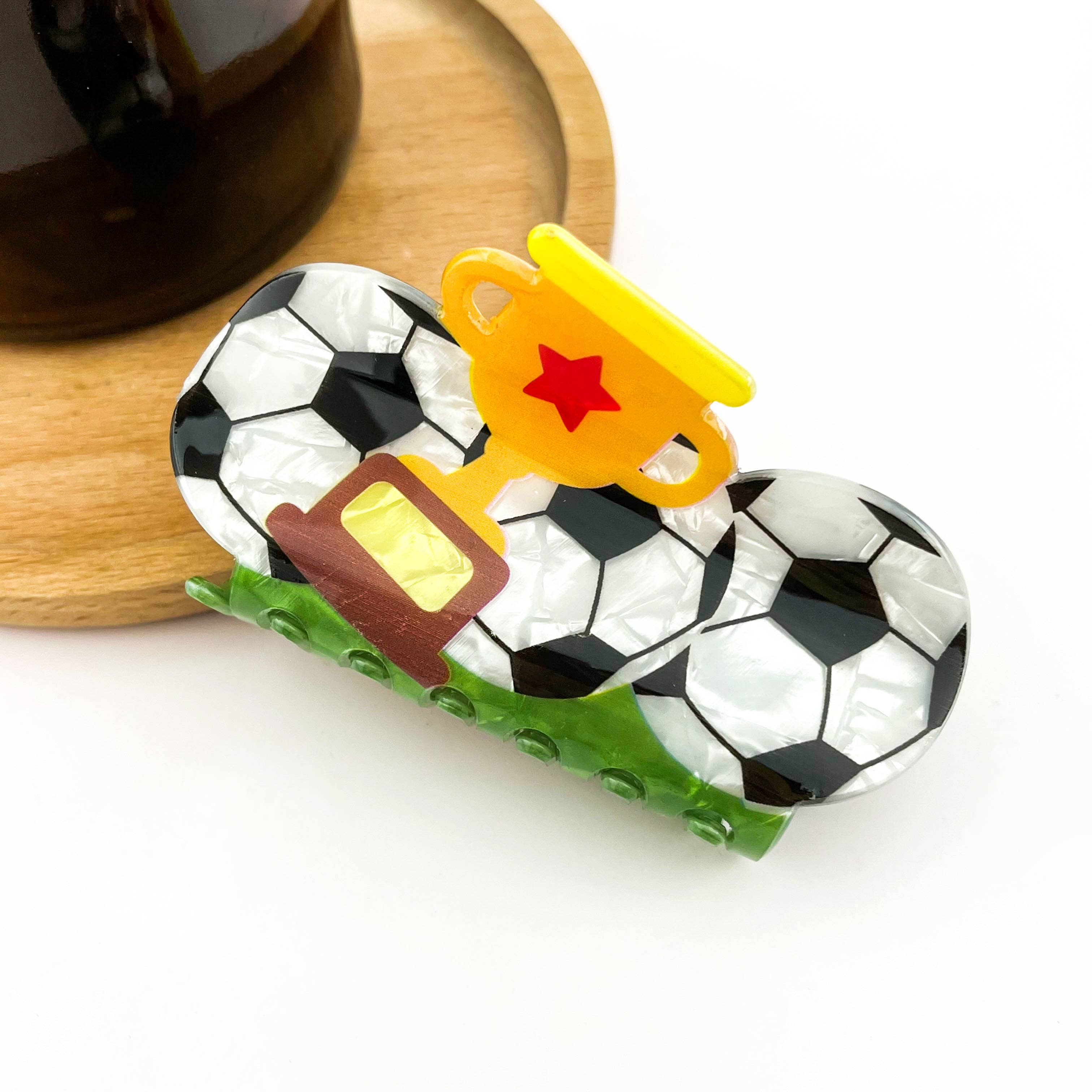TheDivaSoap - Soccer Ball Claw Clip, Football Match Spectator Hair Clip