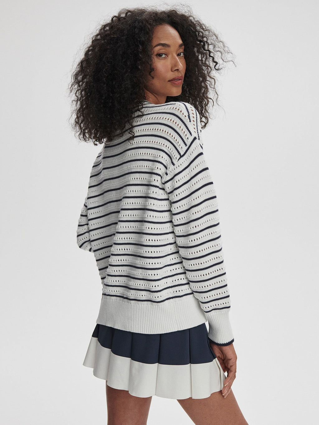 Women's Antonia Relaxed Cardigan | White/Blue Nights