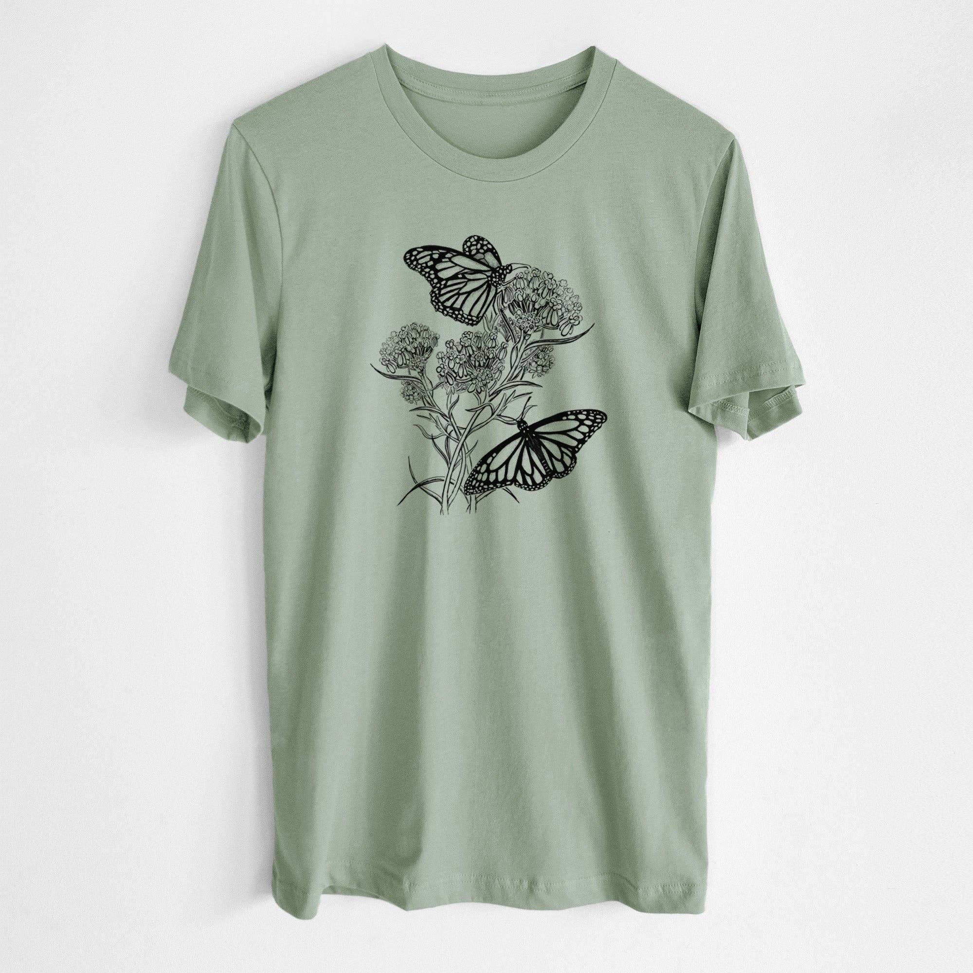 Because Tees - Narrowleaf Milkweed with Monarchs - Lightweight 100% Cotton Unisex Crewneck