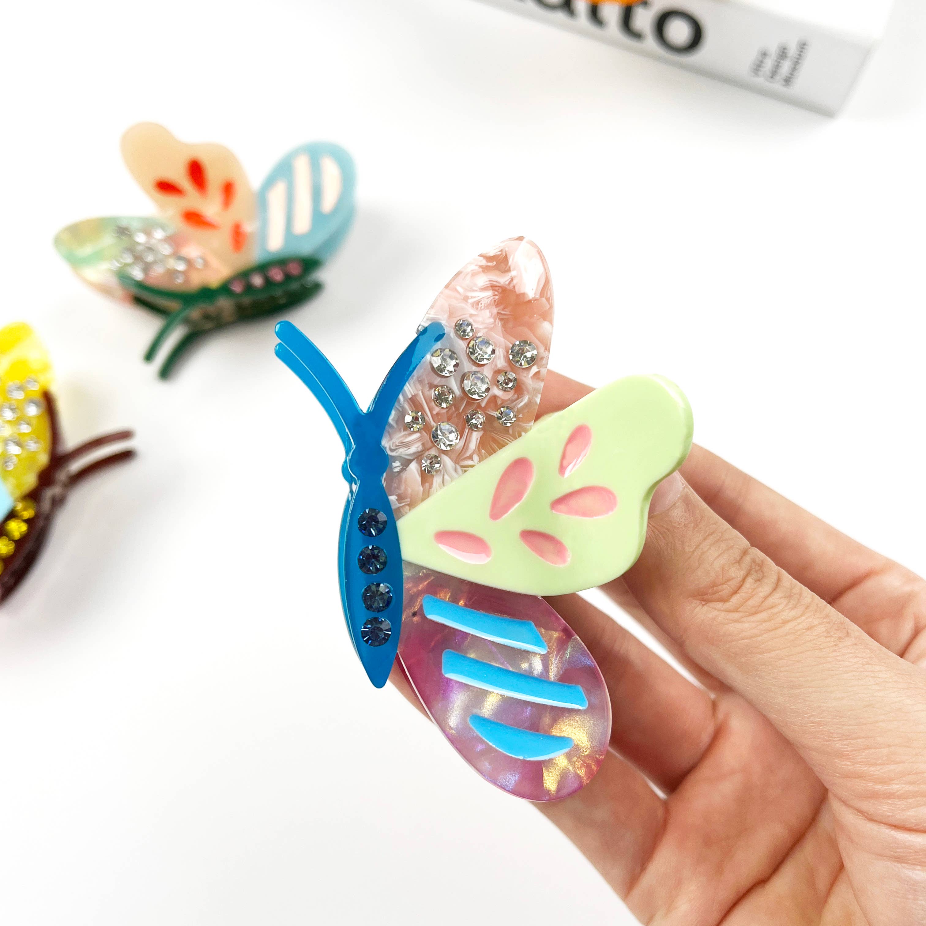 TheDivaSoap - Colorful Cartoon Butterfly Claw Clip Diamond Hair Clips