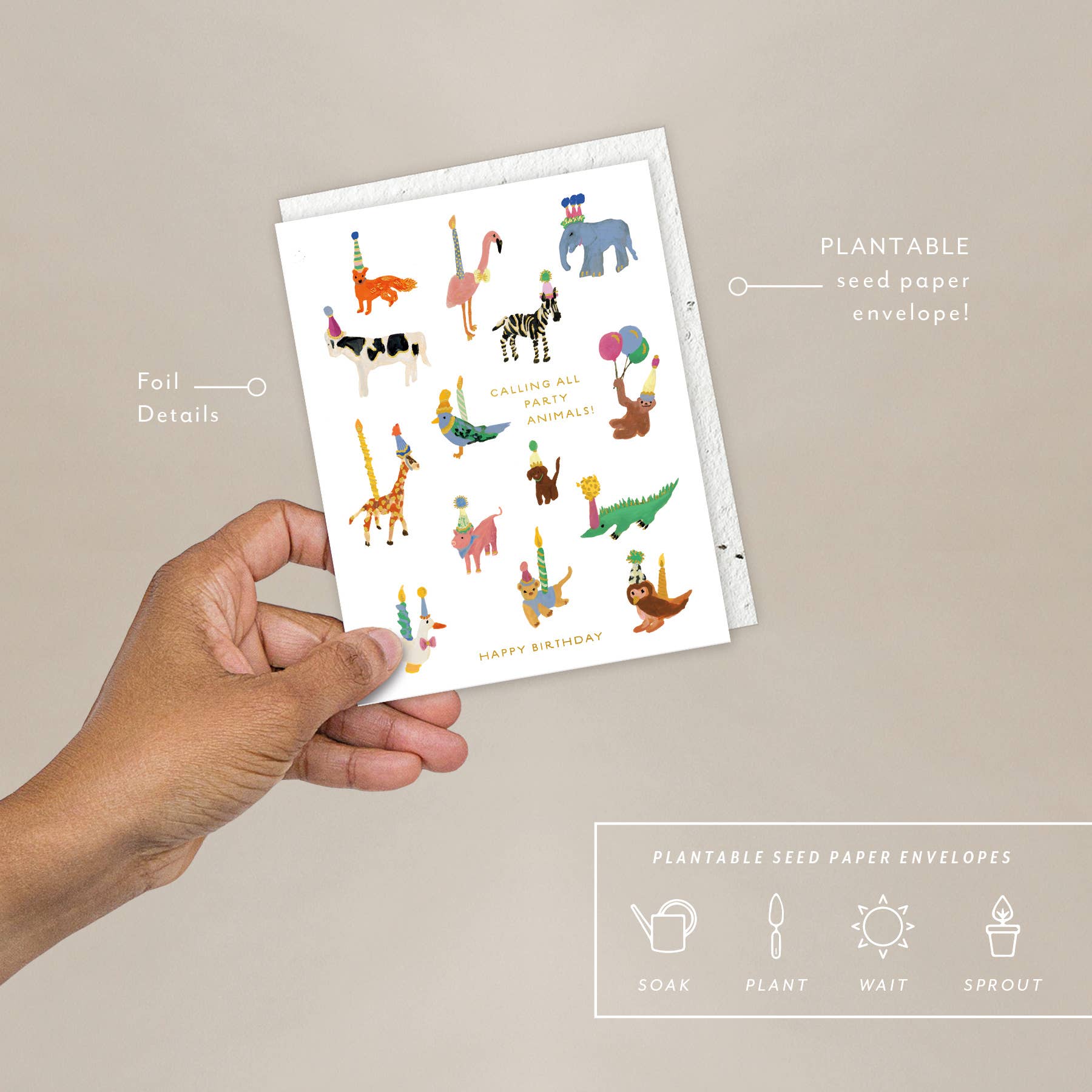 Seedlings - Animal Party - Birthday Card