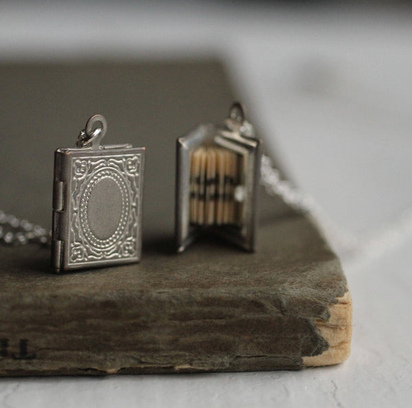 Silver Book Locket: 18"