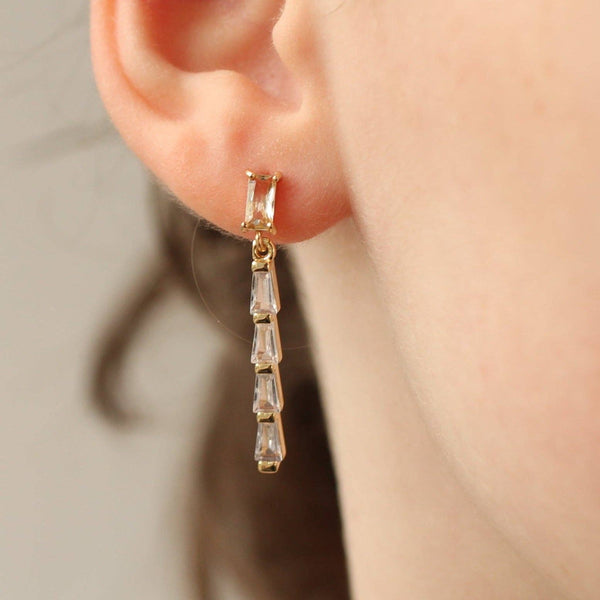 Crystal Baguette Drop Earring