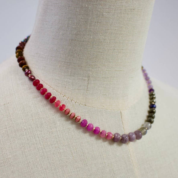 Mulberry and Pink Rondelle Necklace