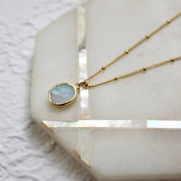 charm necklace: Labradorite