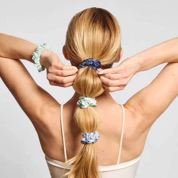 Ruched Satin Scrunchies 5pc Set - Garden Bouquet