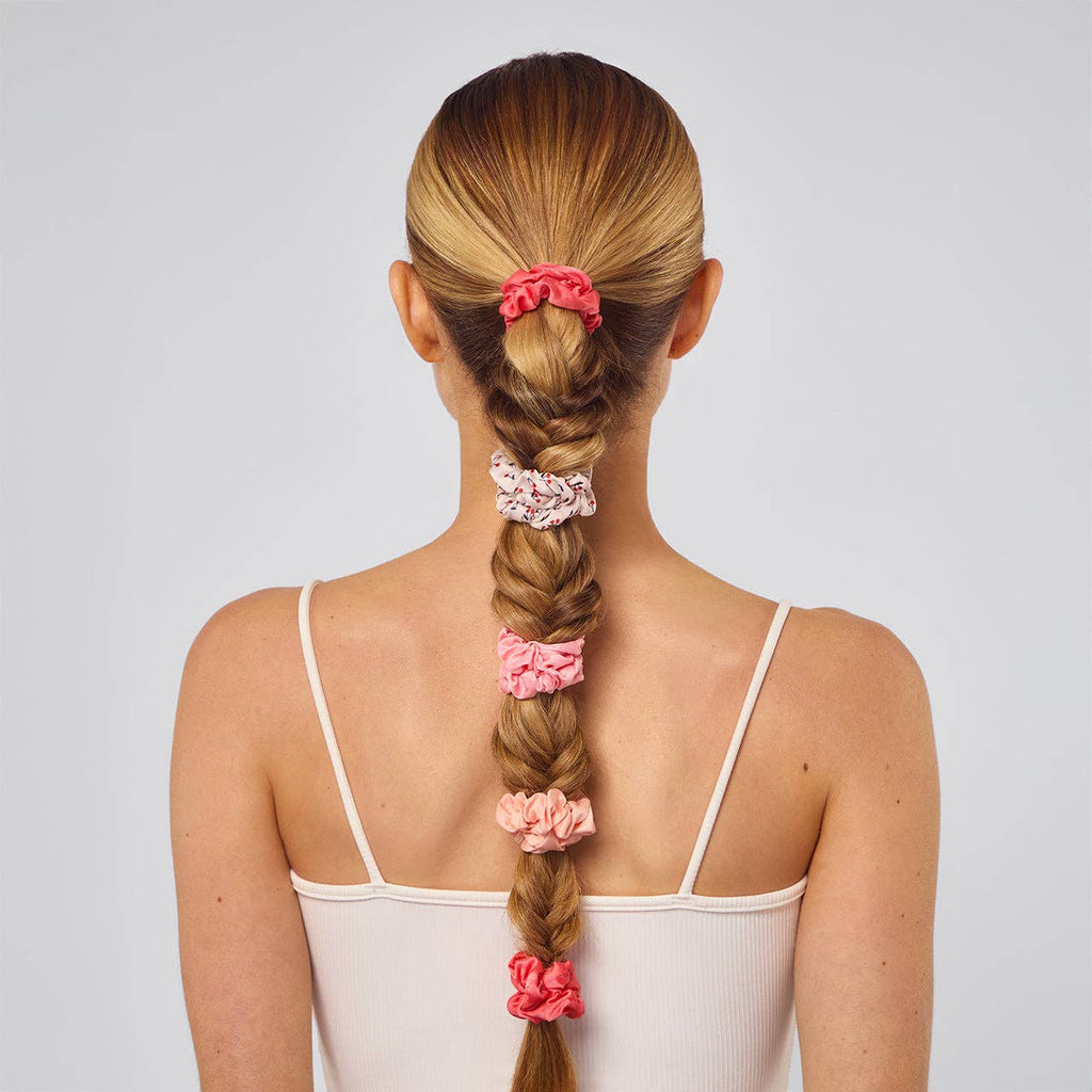 Satin Scrunchies 5pc Set | Cherry Blossom
