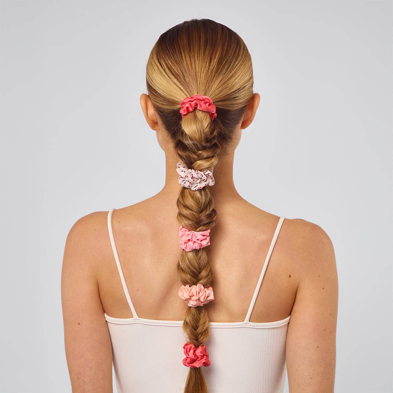 Satin Scrunchies 5pc Set | Cherry Blossom