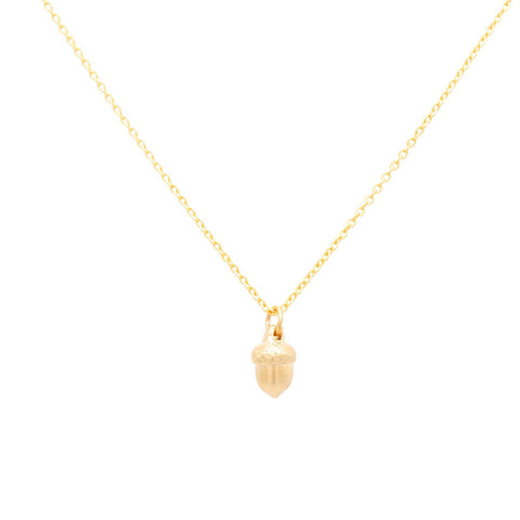 Acorn Charm Necklace : Gold