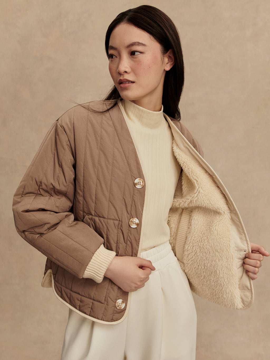 Drew Reversible Jacket Sandshell/Ash Taupe