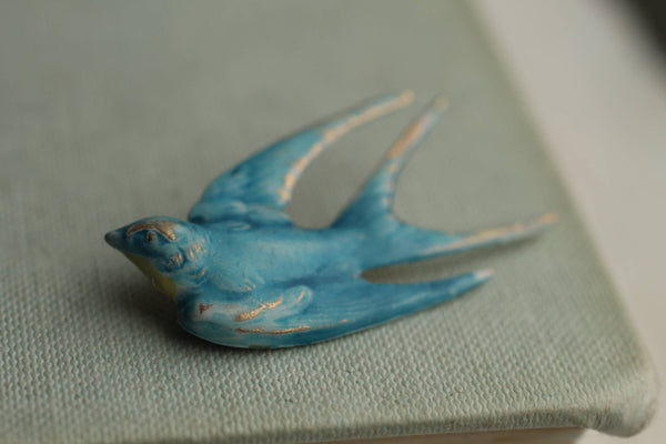 Blue Bird Swallow Brooch Pin