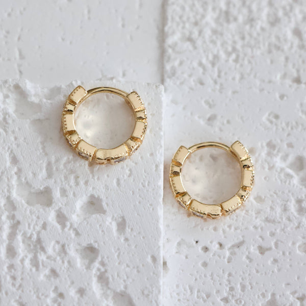 CZ Geometric Hoop Earrings 