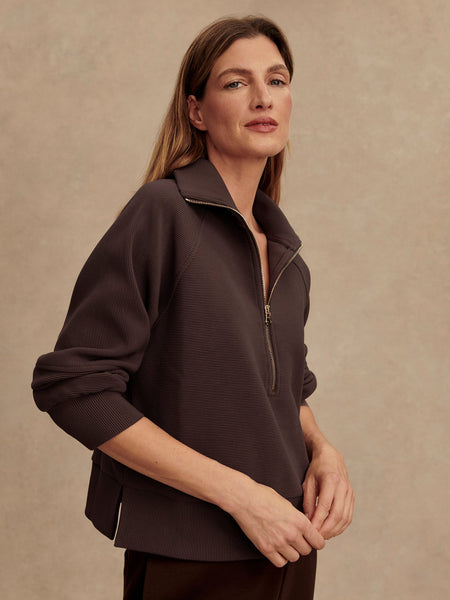 Women's Milano  Half Zip Sweat | Coffee Bean