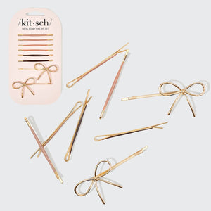 Cloud & Bow Bobby Pins 8pc |Rosewood