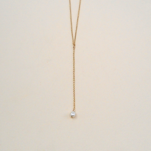 Dainty Pearl Lariat Necklace