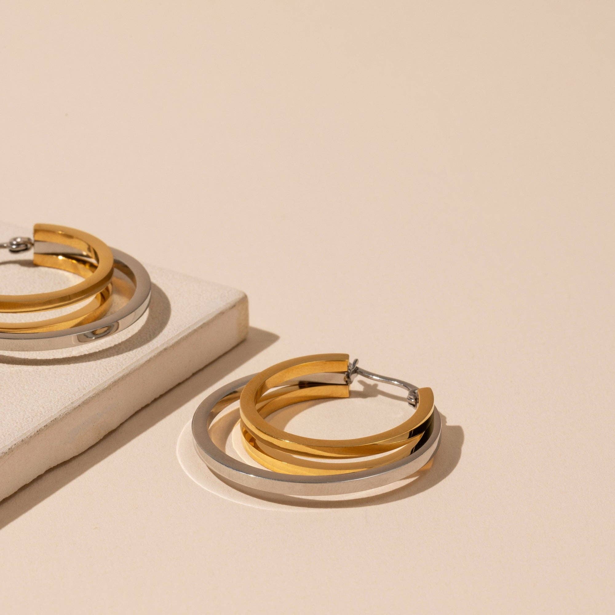 Tri Layered Hoop Earrings