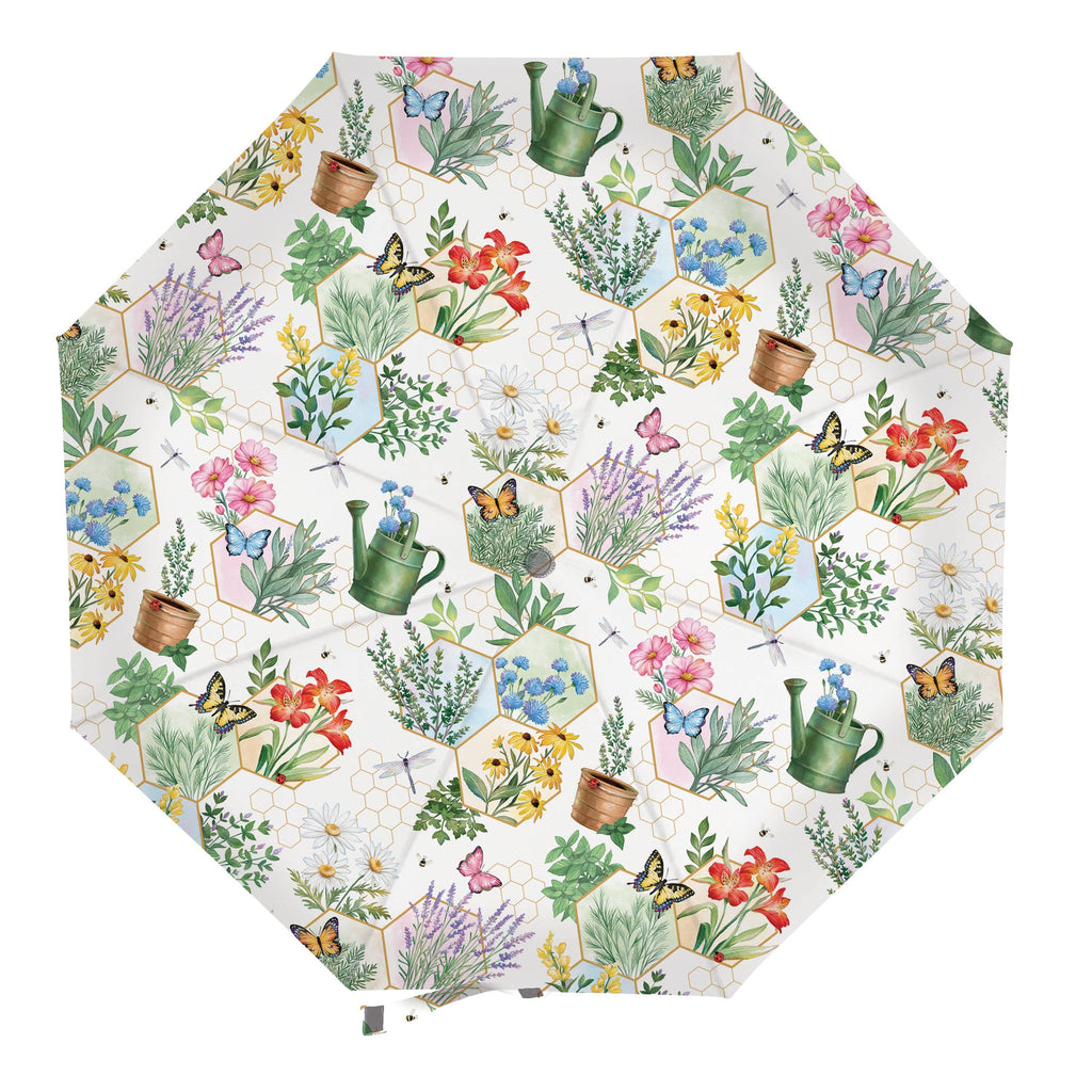 Evergreen Enterprises - Pollinator Garden Umbrella Manual Compact with Sleeve, Garde
