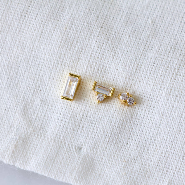 CZ Trio Stud Earring Set