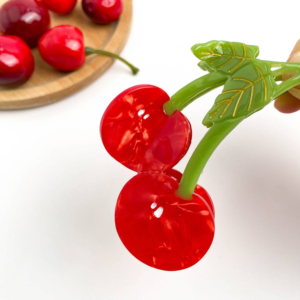 TheDivaSoap - Sweet Red Cherry Claw Clip, Twin Cherries Hair Clip