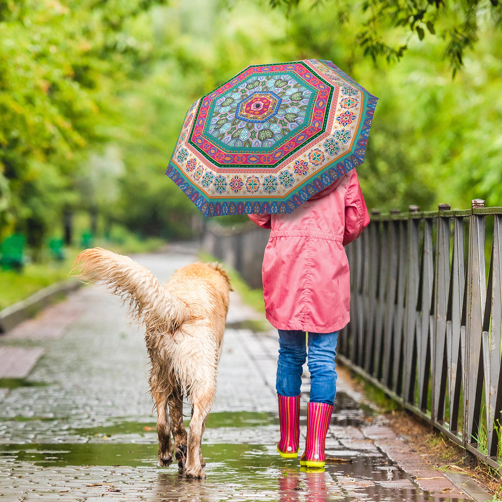 Evergreen Enterprises - Geometric Tapestry Compact Manual Umbrella