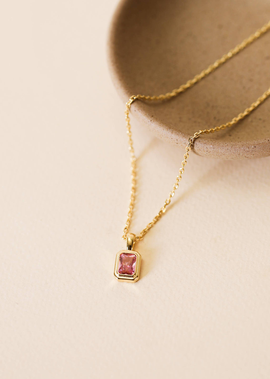 Gold Baguette Pendant Necklace