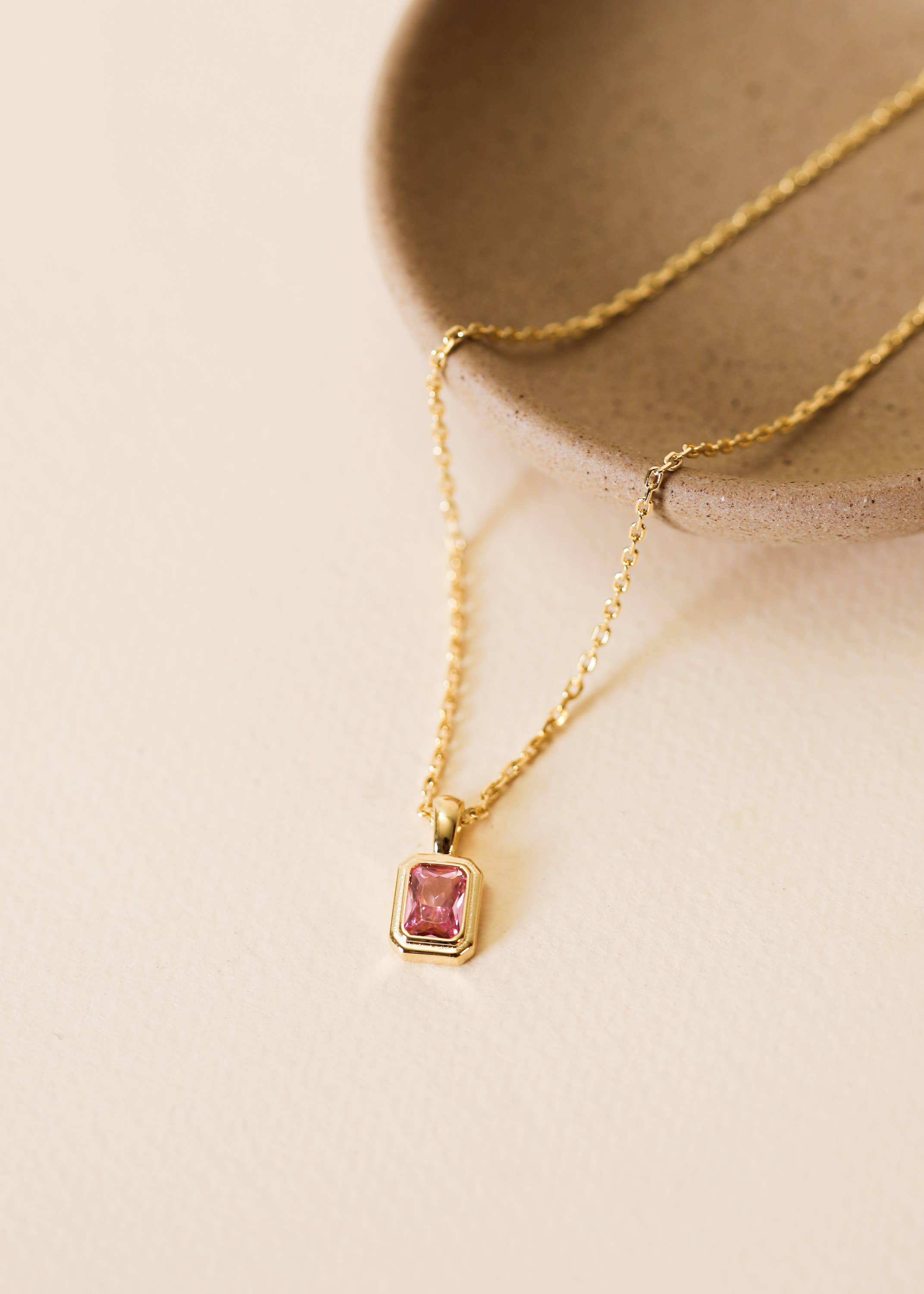 Gold Baguette Pendant Necklace