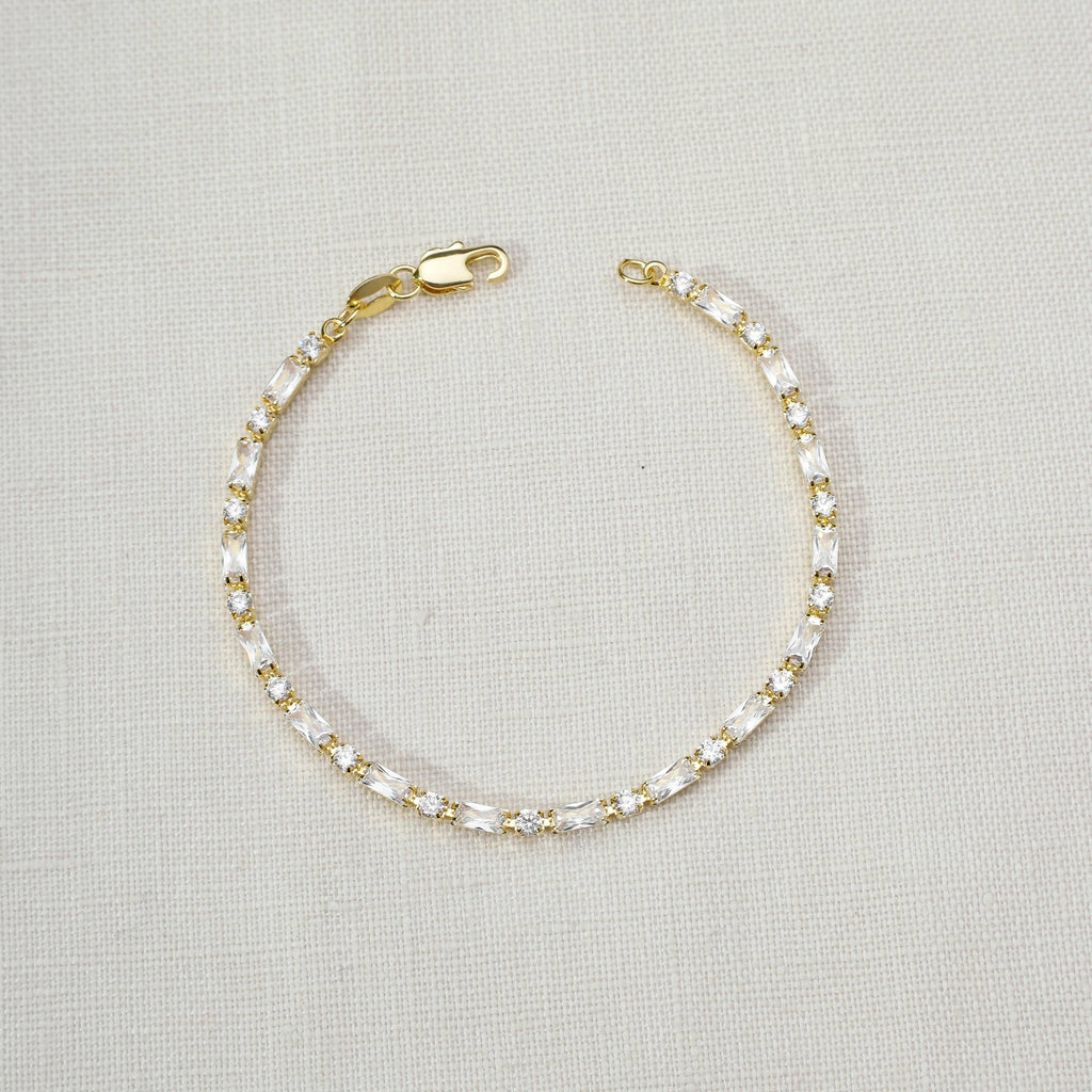 Baguette and Round Cut Cubic Zirconia Tennis Bracelet