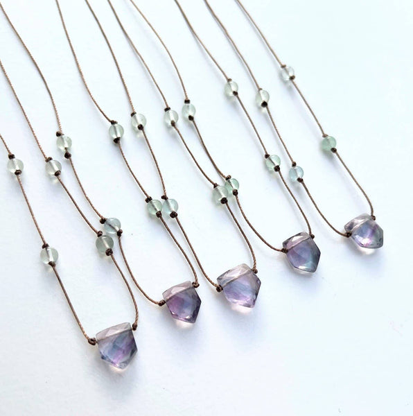 Fluorite Shield Cord Necklace