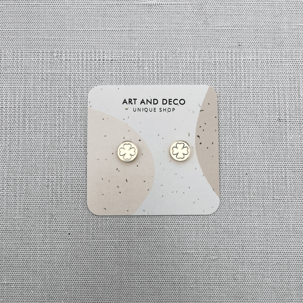 St. Patrick's Gold Clover Stud Earrings