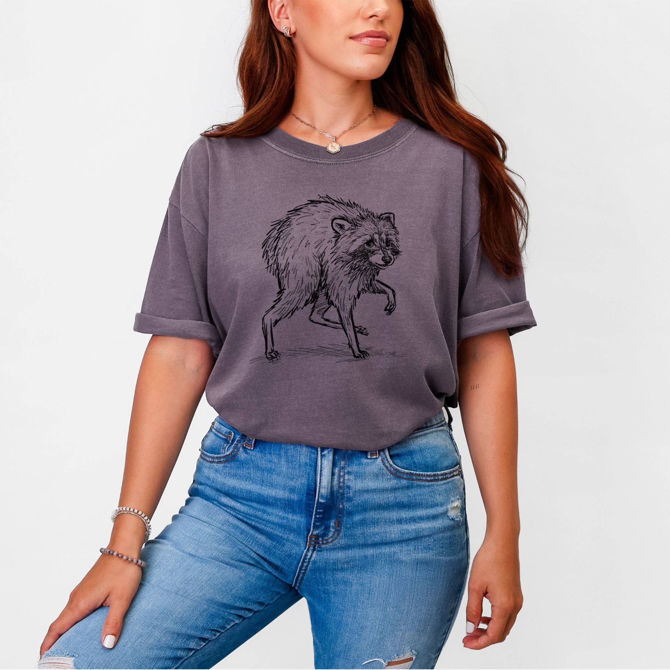 Because Tees - Short-Spine Seattle Raccoon - Unisex Comfort Colors Garment-Dyed Heavyweight T-shirt
