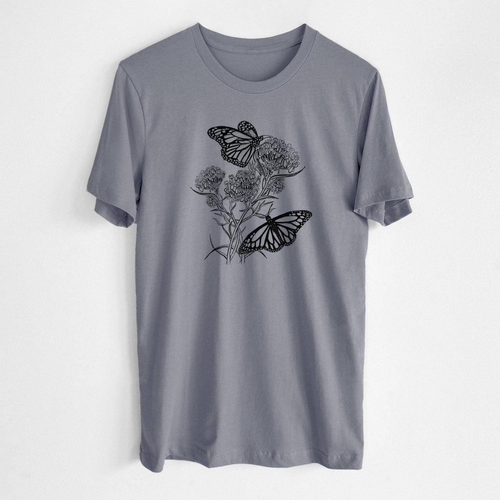 Because Tees - Narrowleaf Milkweed with Monarchs - Lightweight 100% Cotton Unisex Crewneck