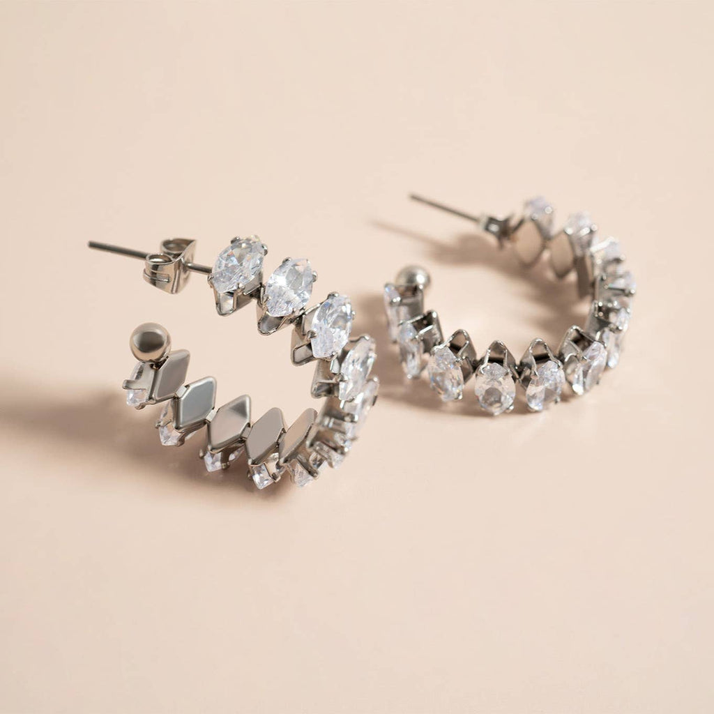 Marquis Stone Hoop Earrings