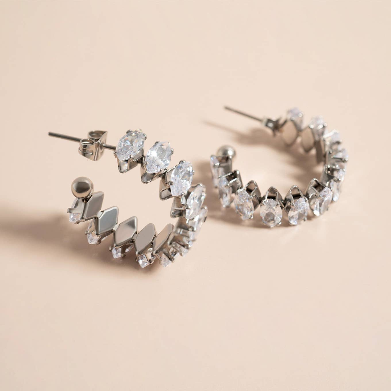 Marquis Stone Hoop Earrings