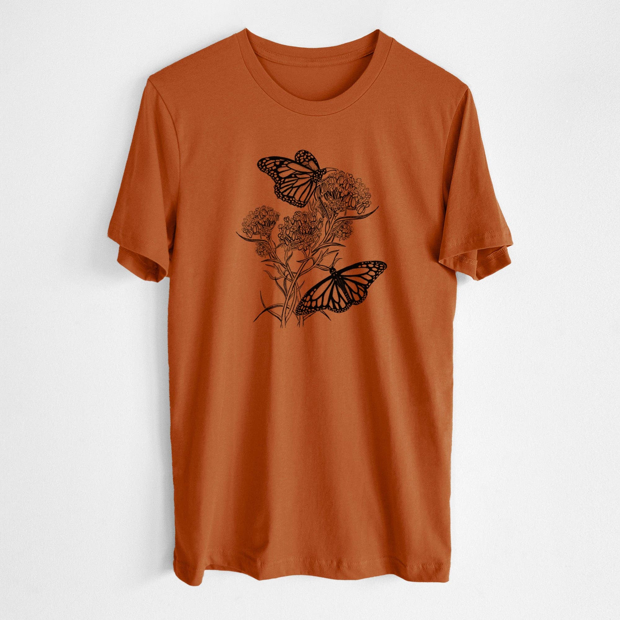 Because Tees - Narrowleaf Milkweed with Monarchs - Lightweight 100% Cotton Unisex Crewneck