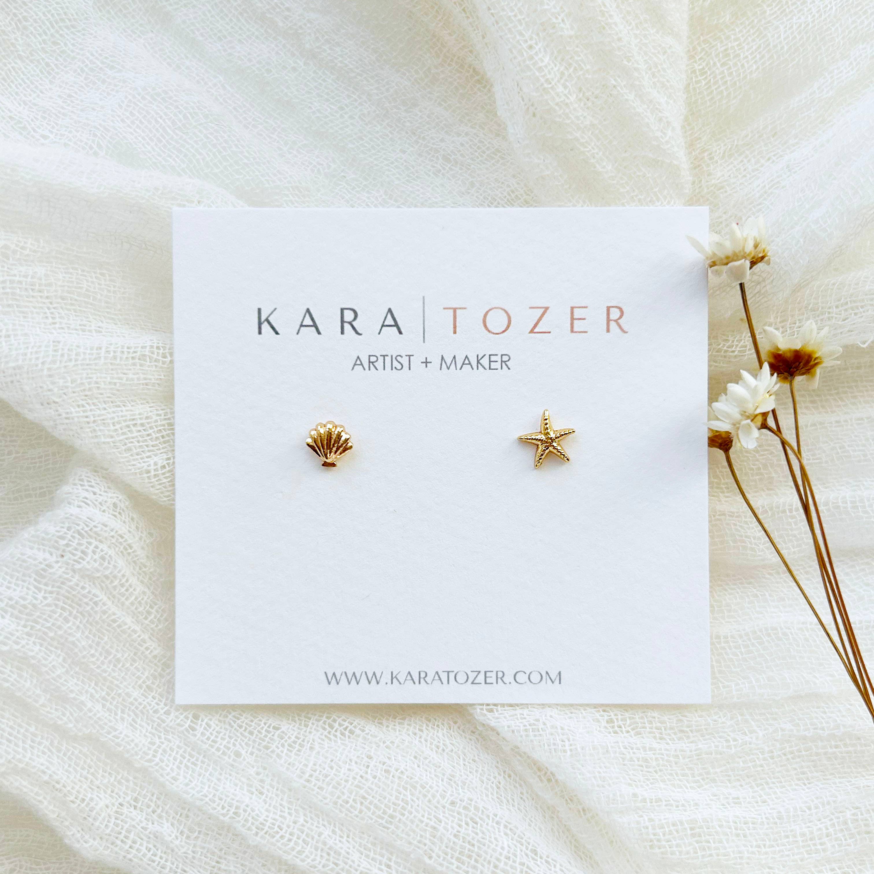Dainty Seashell & Starfish Studs