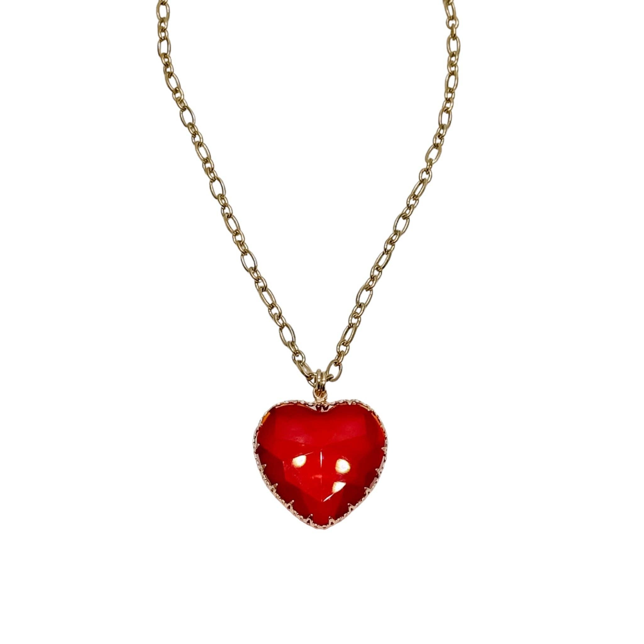Kick Glass Heart Pendant Necklaces
