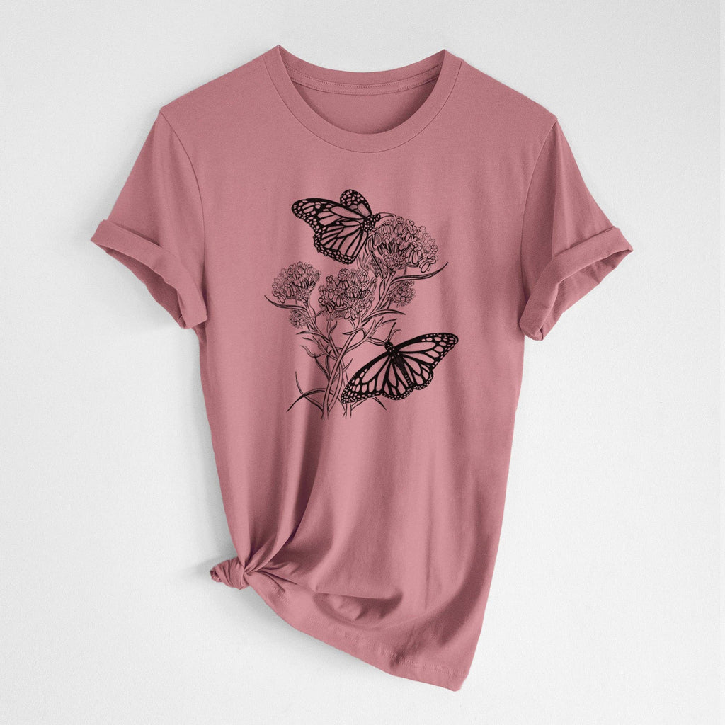 Because Tees - Narrowleaf Milkweed with Monarchs - Lightweight 100% Cotton Unisex Crewneck