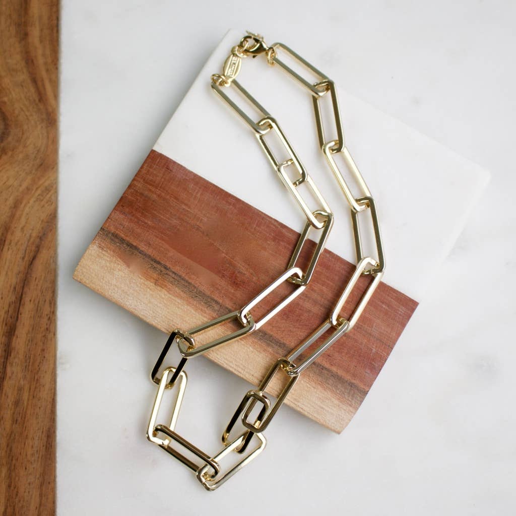Paperclip Chain Necklace | Gold