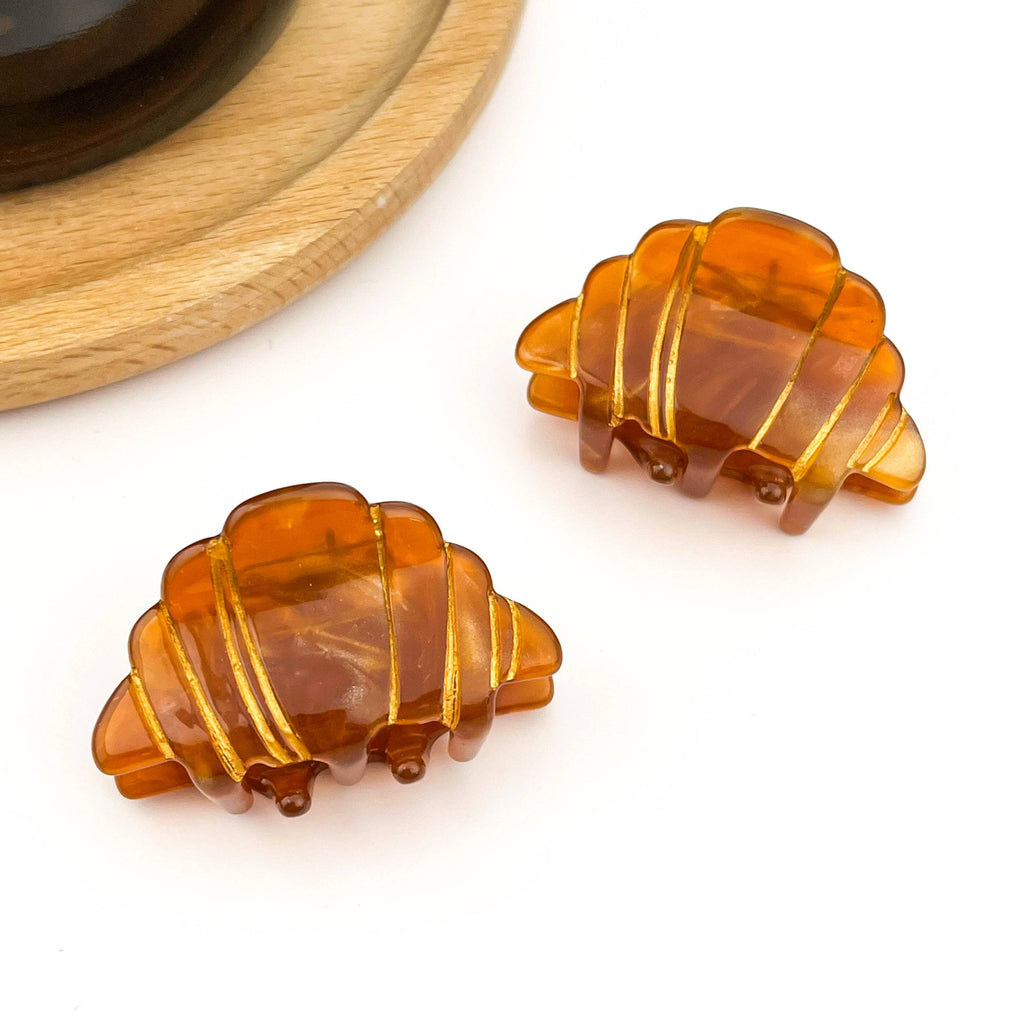TheDivaSoap - Mini Croissant Hair Claw Clip, Acetate Food-Themed Hair Clip