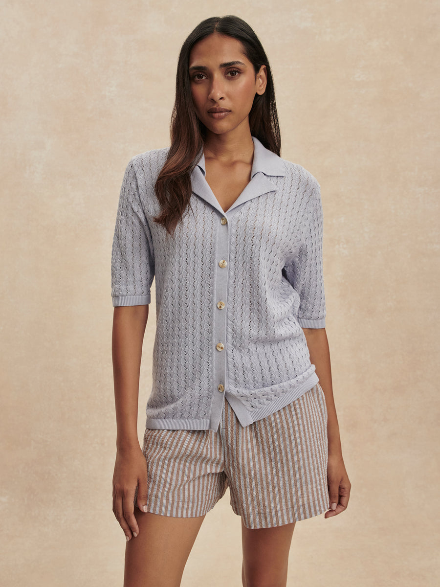 Darina Short 4| Cocoa Blue Stripe