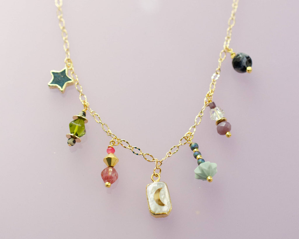 Pearl Moon Charm Necklace