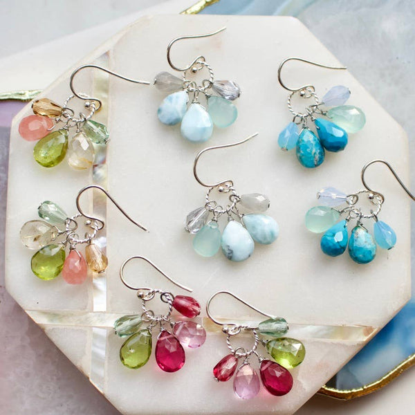 a.v. max - Semi Precious Cluster Earrings: Fog